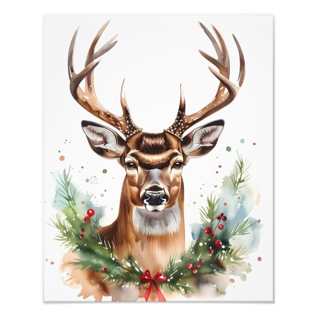 Foto Navidades animan el arte digital Deer Watercolor (Frente)