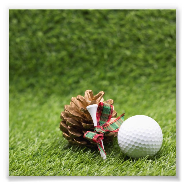 Foto Navidades Balón de golf y cono de pino para golfis (Frente)