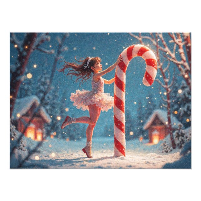 Foto Navidades de Ballerina Anime Chica y Candy Cane (Frente)