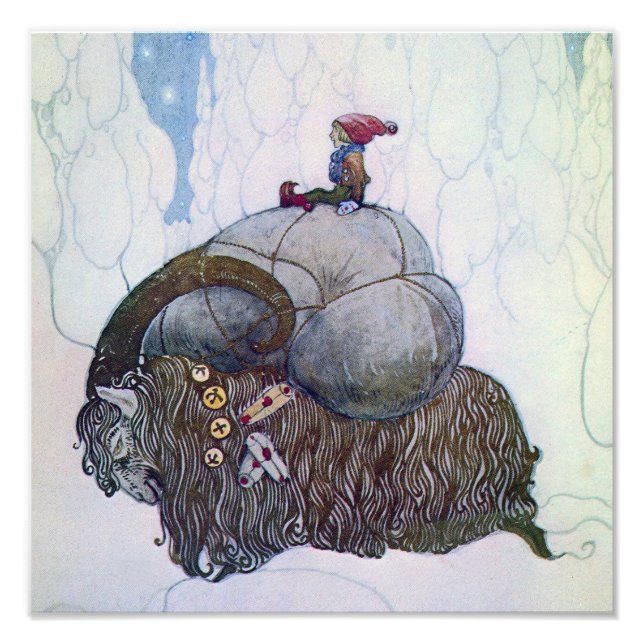 Foto navidades de "The Julbock" Goat por John Bauer (Frente)