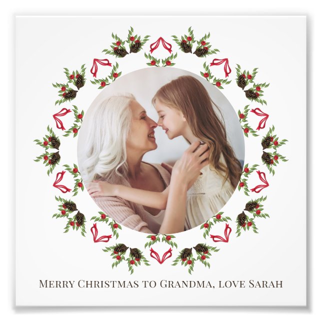 Foto Navidades Greenery Holly Berries Foliage Wreath (Frente)