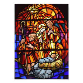 Foto Navidades Natividad Imagen De Vidrio Manchado Niño