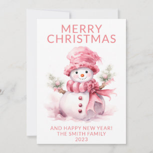 Foto Navidades rosados Tarjeta navideña Snowman