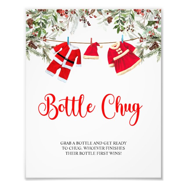 Foto Navidades Santa Baby Shower Rótulo de Bottle Chug (Frente)