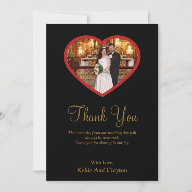 Foto negra dentro de una tarjeta de agradecimiento (Anverso)