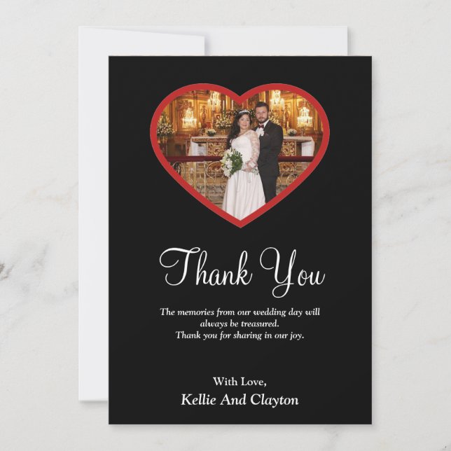 Foto negra dentro de una tarjeta de agradecimiento (Anverso)