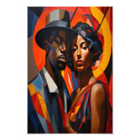 Negrita Resumen Cubismo Pareja Retrato - Arte Mode