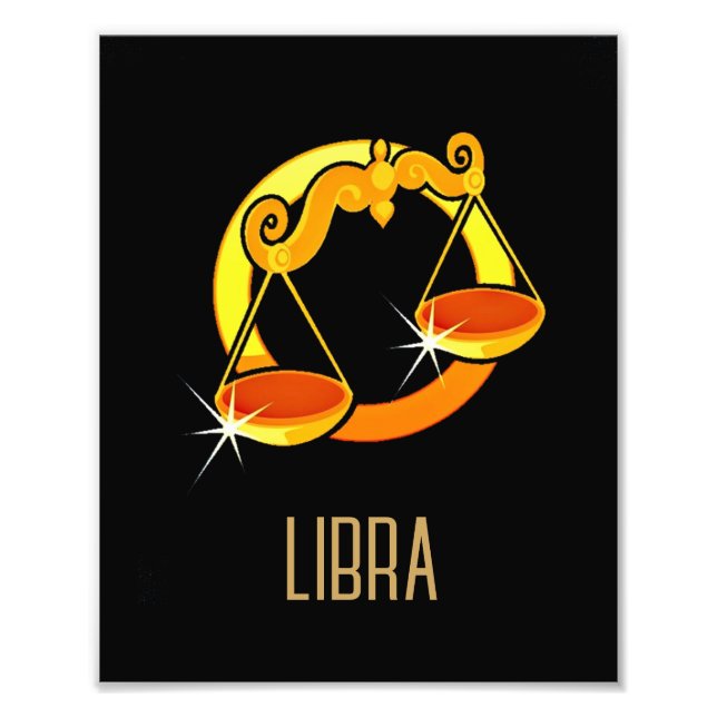 Foto Negro de signo libra zodiac dorado y marrón (Frente)