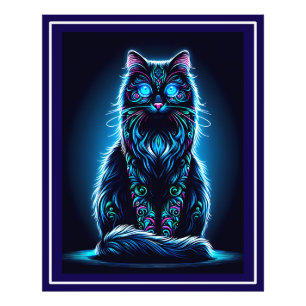 Foto Neon Cat Vivid Background-97948