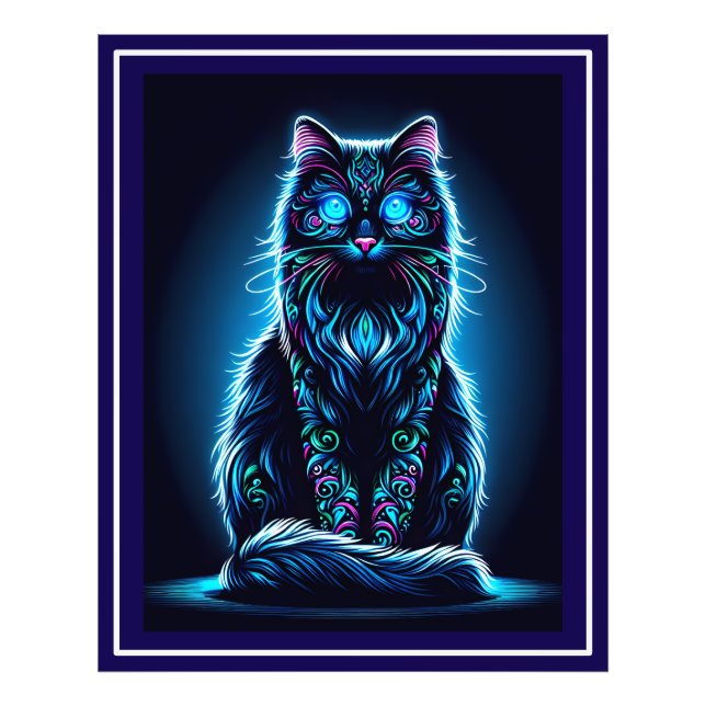 Foto Neon Cat Vivid Background-97948 (Frente)