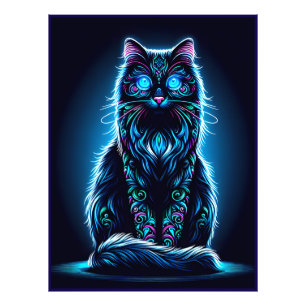 Foto Neon Cat Vivid Background-97948