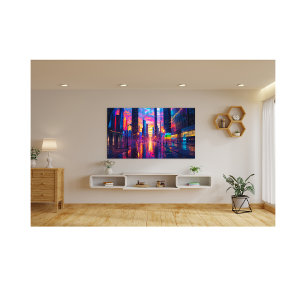 Foto Neon Cityscape en Sunset Futuristic Urban