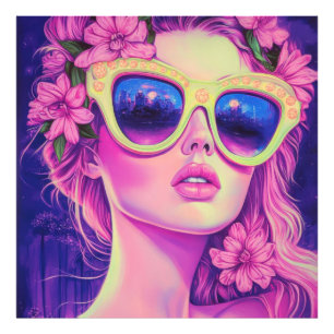 Foto Neon Dream Chica con gafas de sol florales