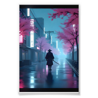 Foto Neon Samurai Nights – Cyberpunk Tokyo Anime Poster