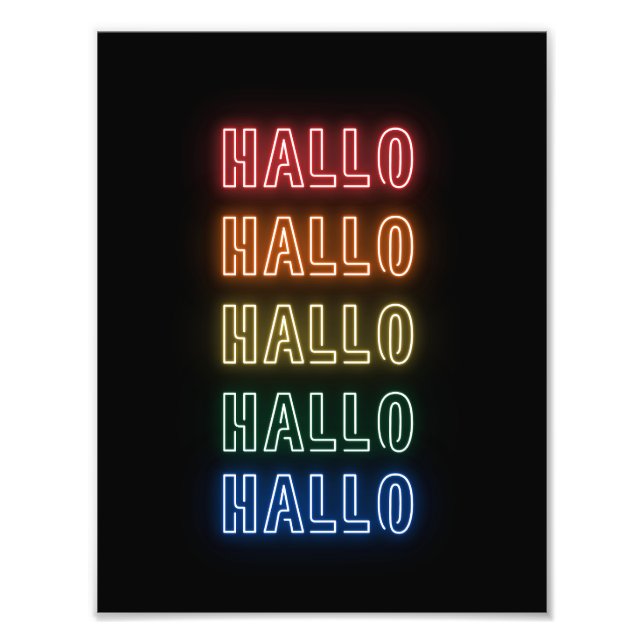 Foto Neon Sign Style Hallo Repeating Rainbow Print (Frente)
