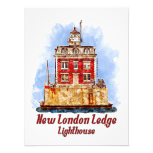 Foto New London Ledge Lighthouse Watercolor Connecticut