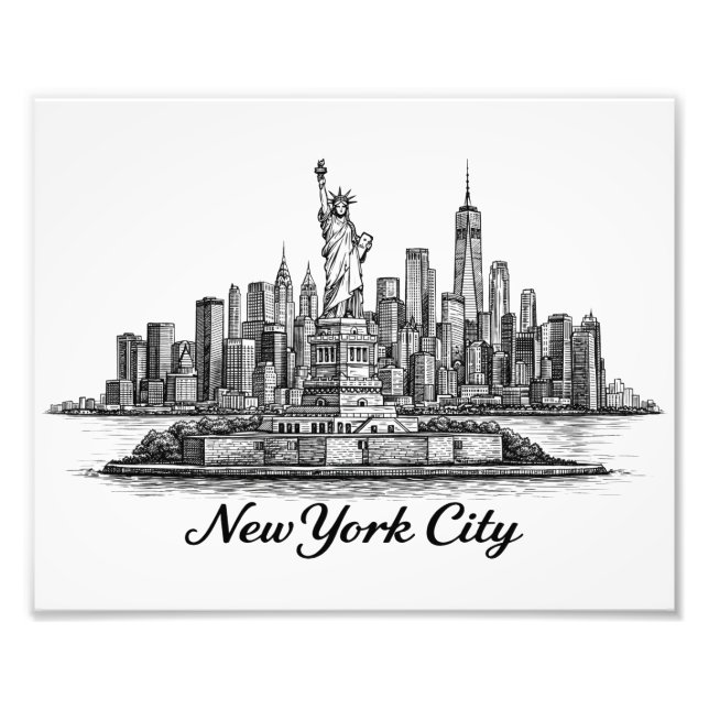 Foto New York City Skyline Line Art Illustration (Frente)
