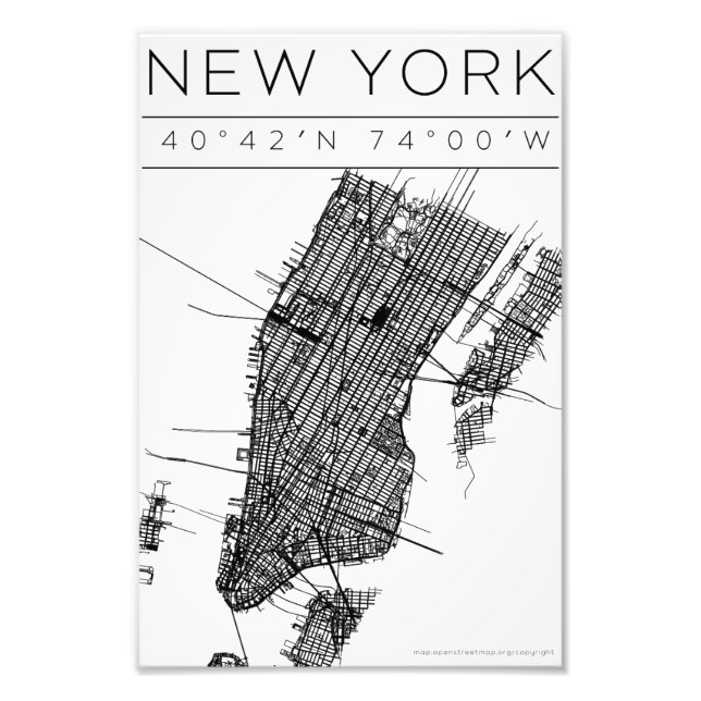 Foto New York Map Poster Minimal Black & white city art (Frente)