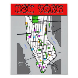 Foto New York Minimalist Map Poster Black & White City