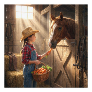 Foto Niña alimentando a un caballo con zanahorias