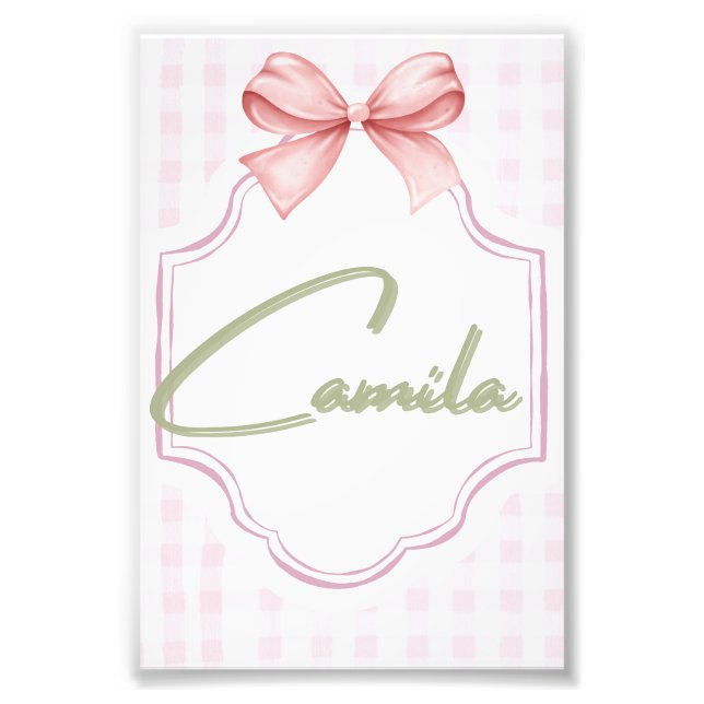 Foto Niña Camila Bebé Personalizada Bow&Gingham (Frente)