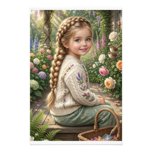 Foto Niña Cesta de Flores Bosque Primavera Naturaleza F
