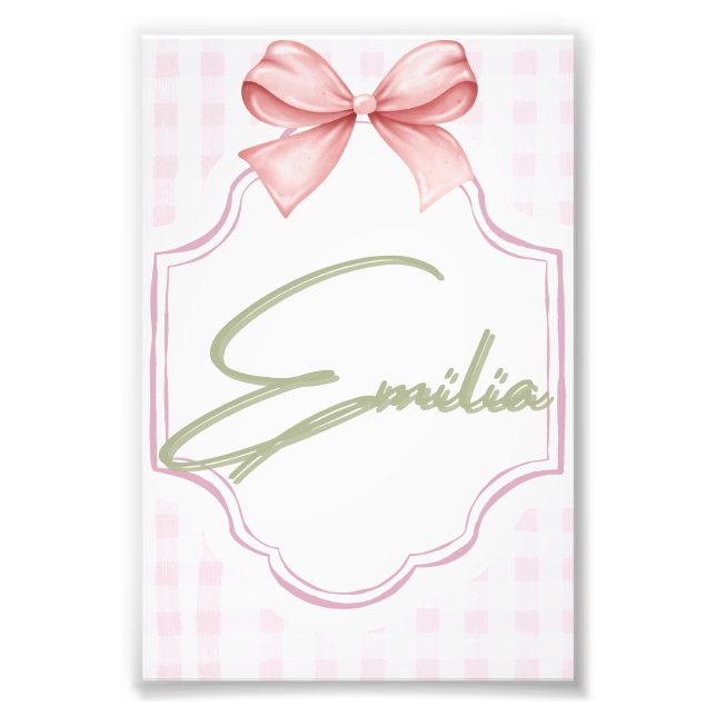 Foto Niña Emilia Bebé Personalizada Bow&Gingham (Frente)