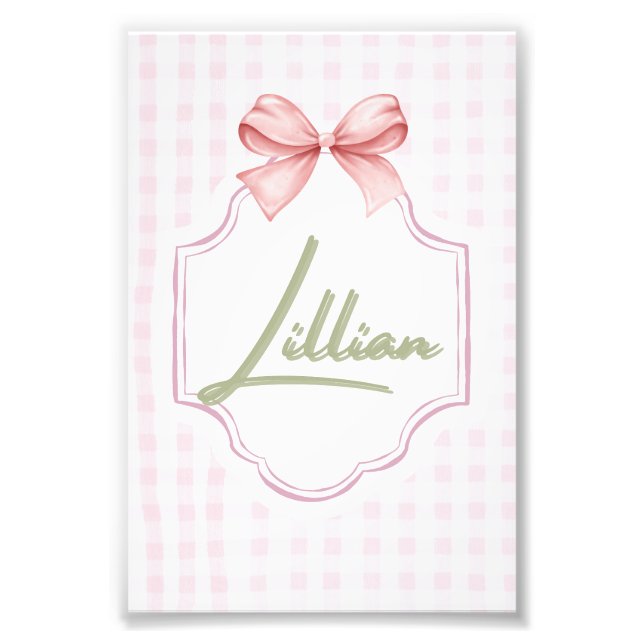 Foto Niña Lillian Personalizada Nursery Bow&Gingham (Frente)