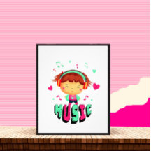 Niña pequeña con música