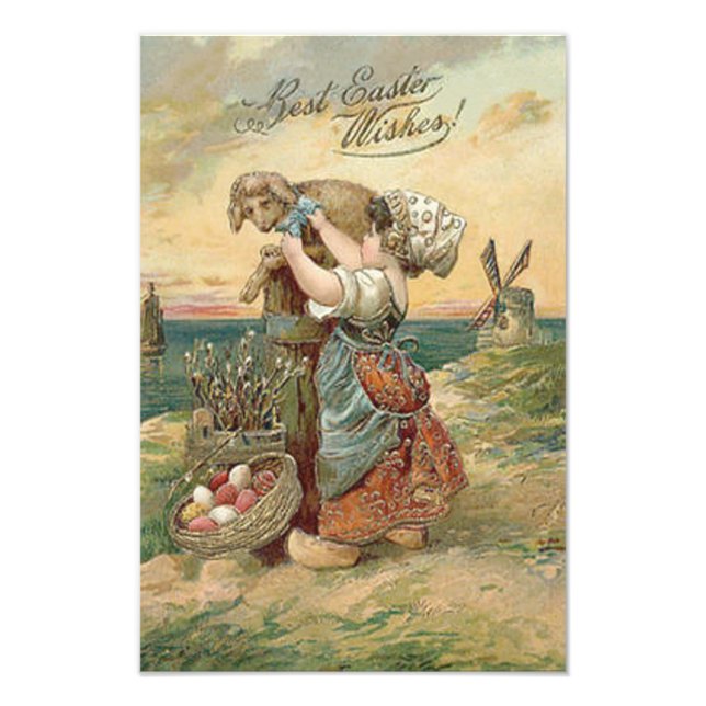 Foto Niñita Molino de viento Pascua Cordero de Huevo (Frente)