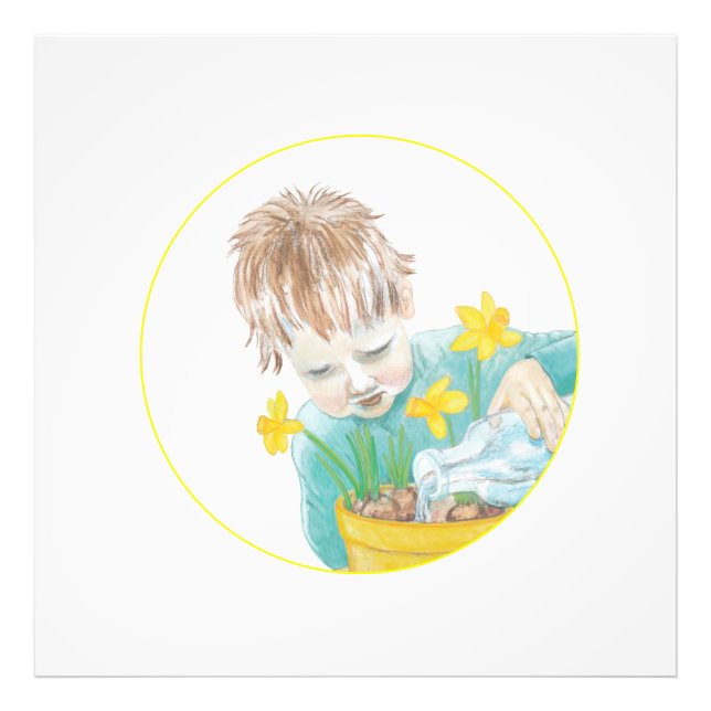 Foto Niño Con Daffodils (Frente)