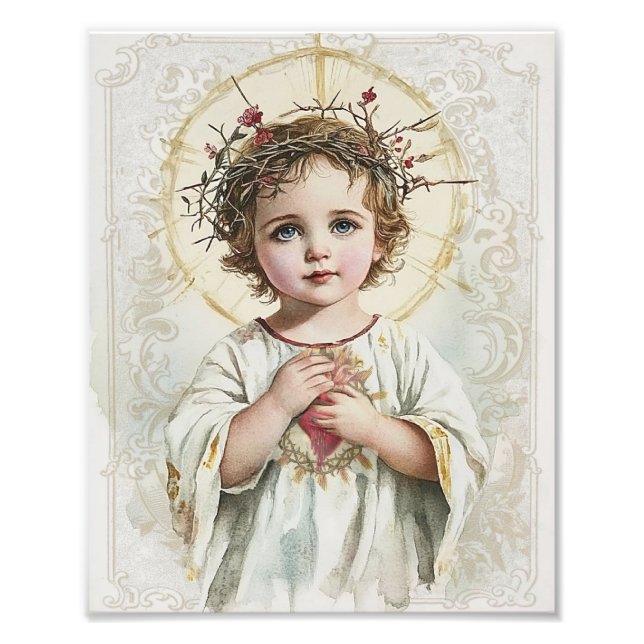 Foto Niño del Sagrado Corazón Jesús Vintage Religioso (Frente)