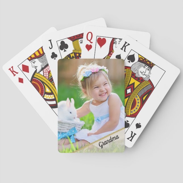 Foto Niño Jugando Cartas para Abuela (Reverso)