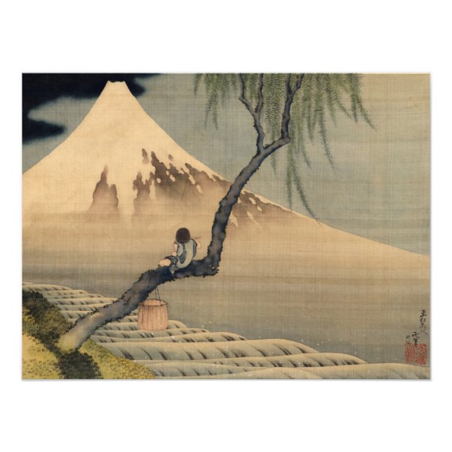 Foto Niño viendo el Monte Fuji por Katsushika Hokusai (Frente)