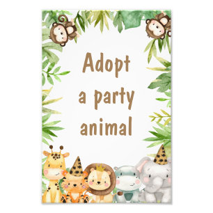 Foto Niños Animales Safari Adoptan Un Rótulo Animal Fie