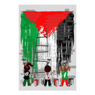Foto Niños de Gaza pintando la bandera de Palestina