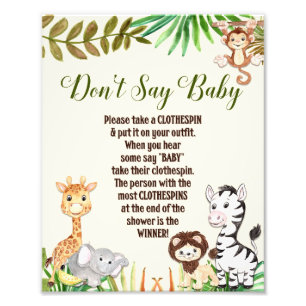 Foto No digas Rótulo de Baby Shower Baby Jungle Safari