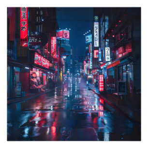 Foto Noche asiática del ciberpunk