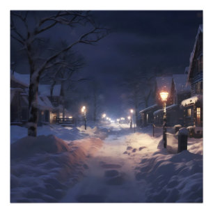 Foto Noche de invierno de la aldea
