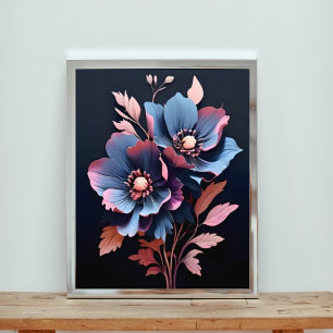 Foto Noche floreciente: Flores azules y rosas