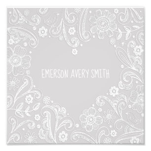 Foto Nombramiento Neutral Gris Blanco Corazón