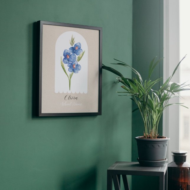 Foto Nombre de guión floral de flor silvestre personali (Add a personal touch to your space with our Custom Wildflower Floral Script Name Art!)