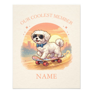 Foto Nombre personalizado Cool Maltese perro Skateboard