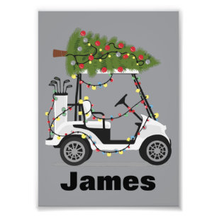 Foto Nombre Personalizado Golfista Navidad Carro de Gol