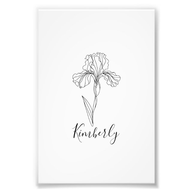 Foto Nombre personalizado Iris Febrero Nacimiento Flor (Frente)