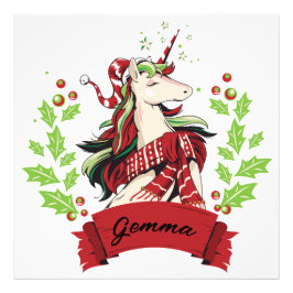 Foto Nombre personalizado Unicorn Navidades