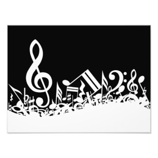 Foto Notas musicales de jumble blanco sobre negro