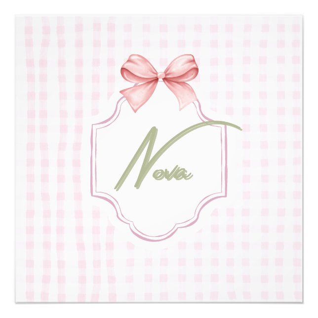 Foto Nova Baby Nursery Personalizado Bow&Gingham (Frente)