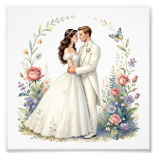 Foto Novia Romántica Novio Pareja De Boda Floral Elegan