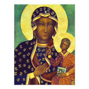 Foto Nuestra dama de Czestochowa Icono de la Madona Neg